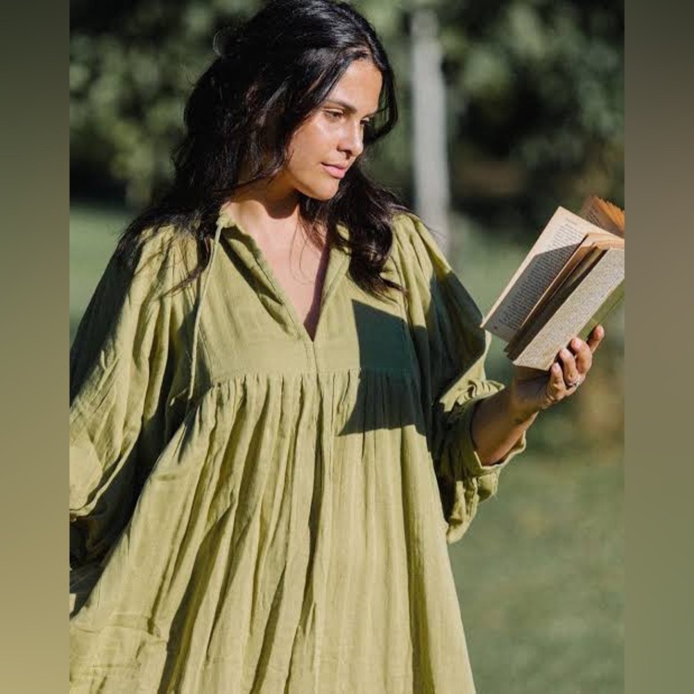 Daughters Of India Kyra Midi Dress - Fern Gauze - Picture 3 of 5
